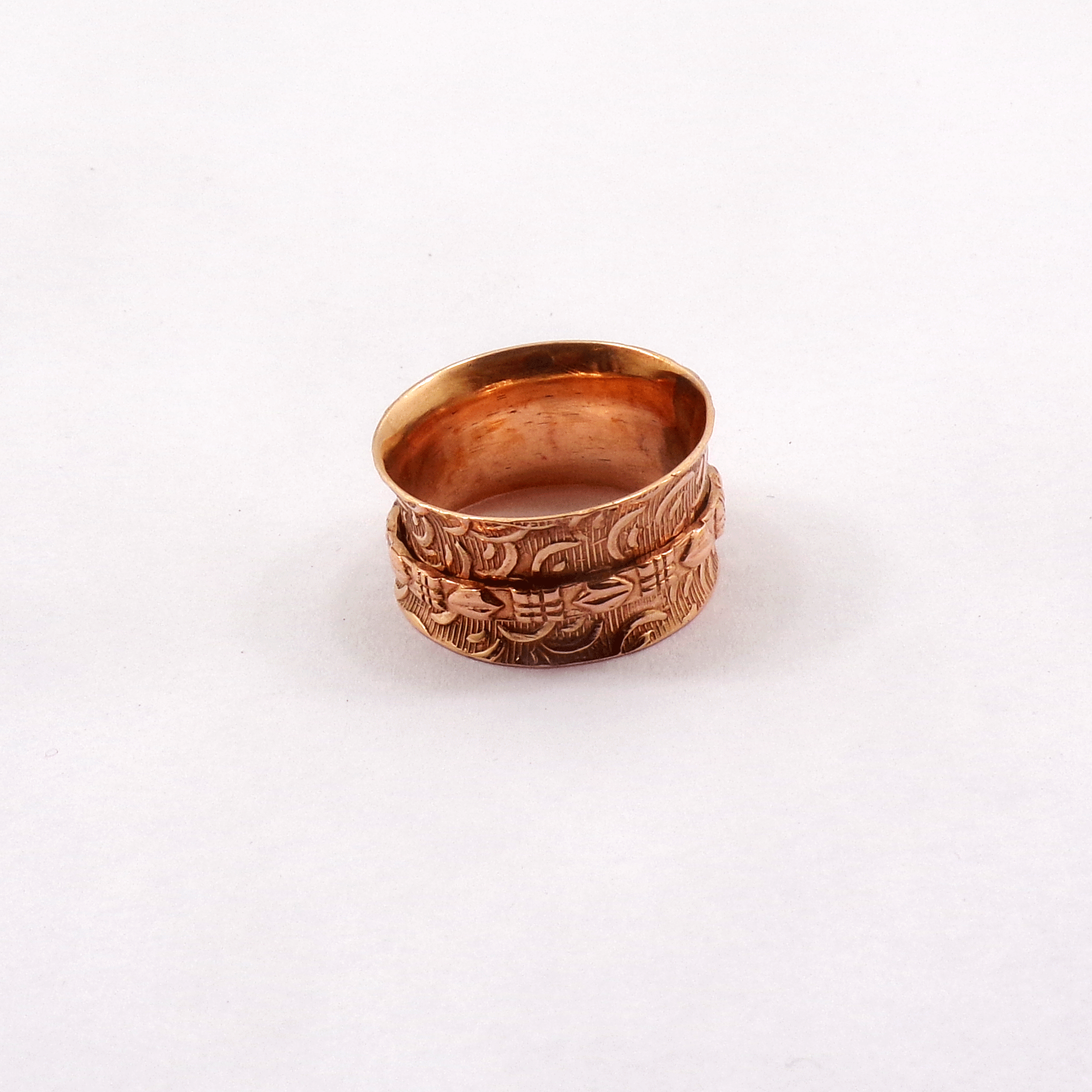 Ring Size - 8 Copper Spinner Ring B - BSPR999 18K Rose Gold Plated Solid Handmade Designer Copper Spinner Ring